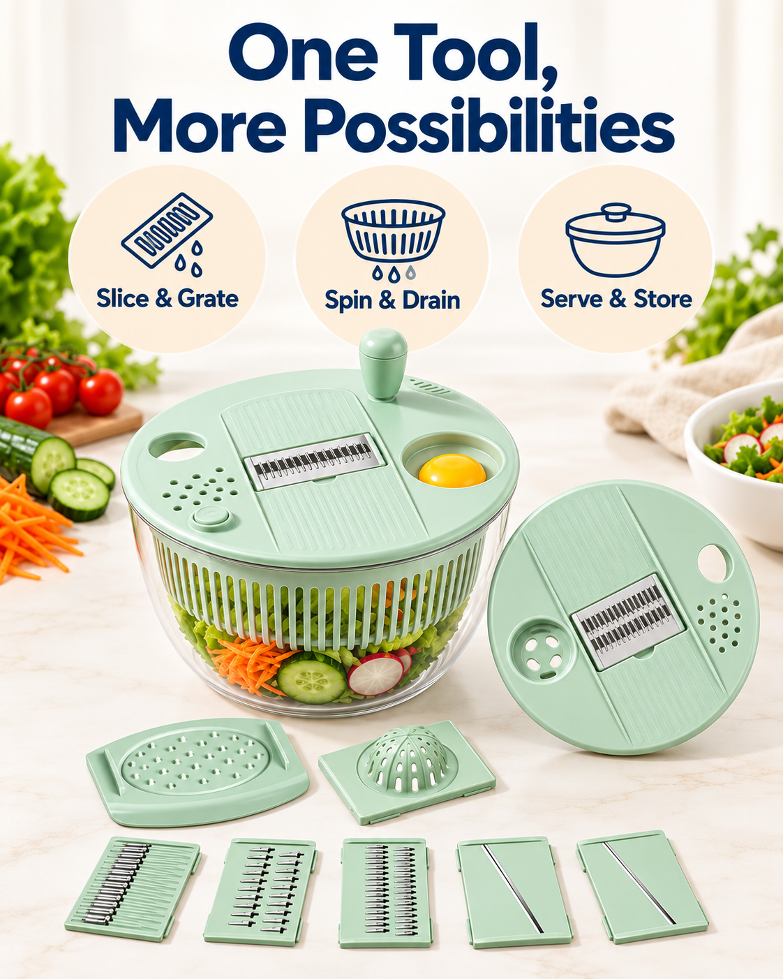 12-in-1 Salad Spinner & Slicer
